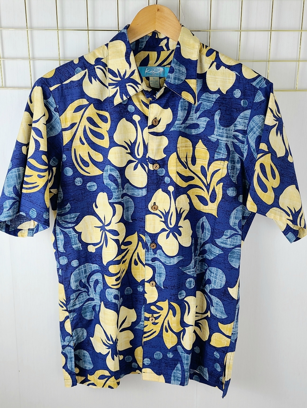 Kai Made In Hawaii Palm Print Hawaiian Shirt